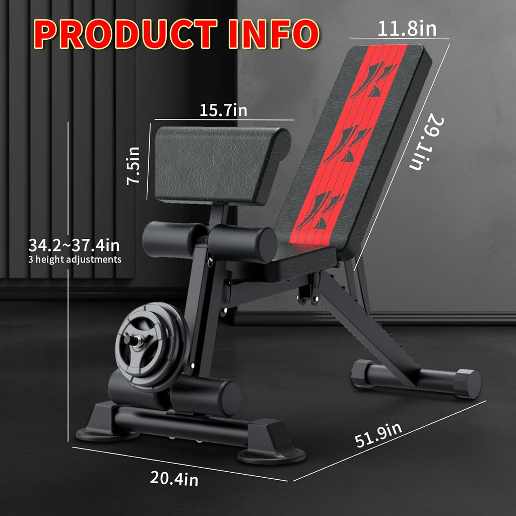 K KINGKANG Adjustable Weight Bench for Home Gym, Incline Decline Flat, 660 Lbs Q1220