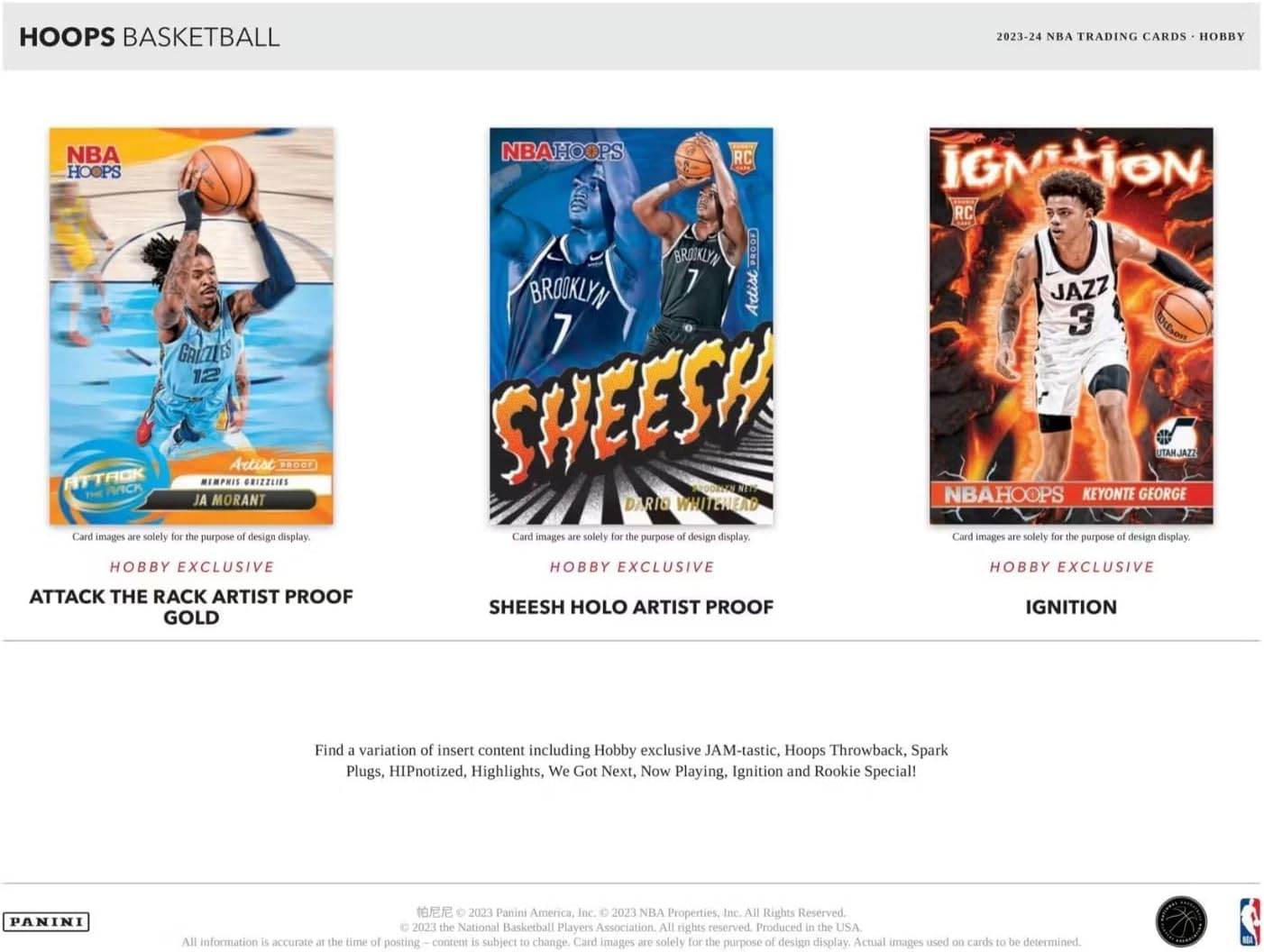 Panini NBA Hoops 2023-24 Factory Sealed Basketball Hobby Box with 192 Cards O929330