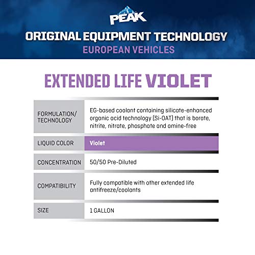 PEAK OET Extended Life Violet Antifreeze/Coolant for European Vehicles, 1 Gal. W235561