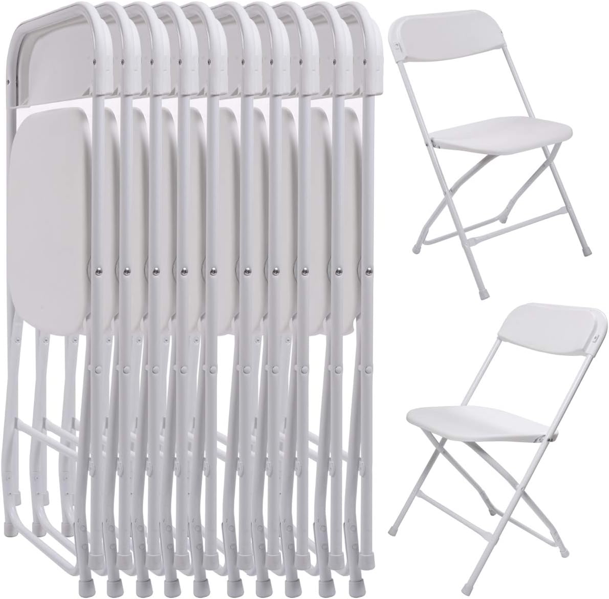 10-Pack Plastic Folding Chair Stackable White for Indoor & Outdoor X39648