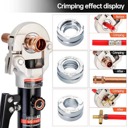 IBOSAD Copper Tube Crimping Tool with 1/2", 3/4" and 1" Jaws, Pipe Cutter R249