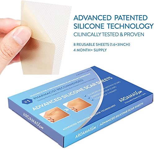 Aroamas Professional Soft Silicone Scar Sheets Strips, 8 Count F291013