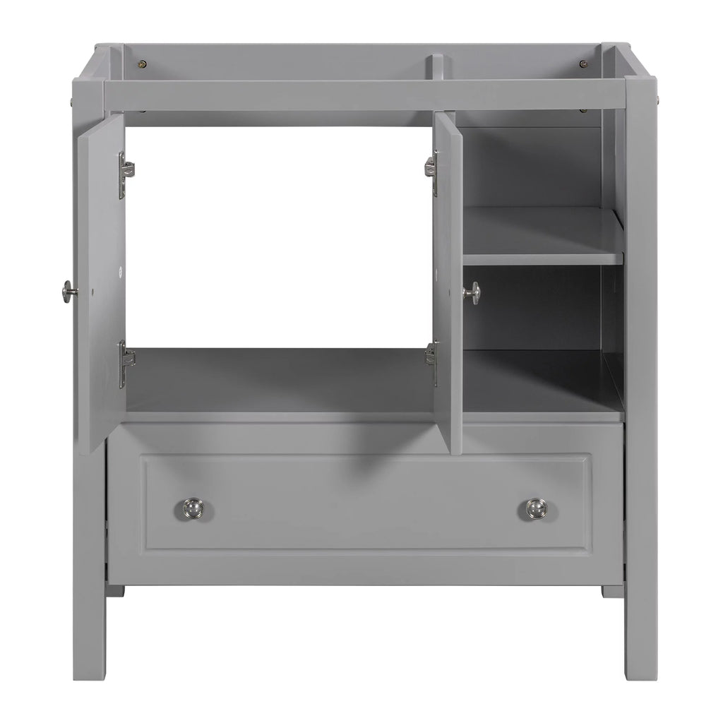30" Bathroom Vanity Base Only, Solid Wood Frame, Grey P522
