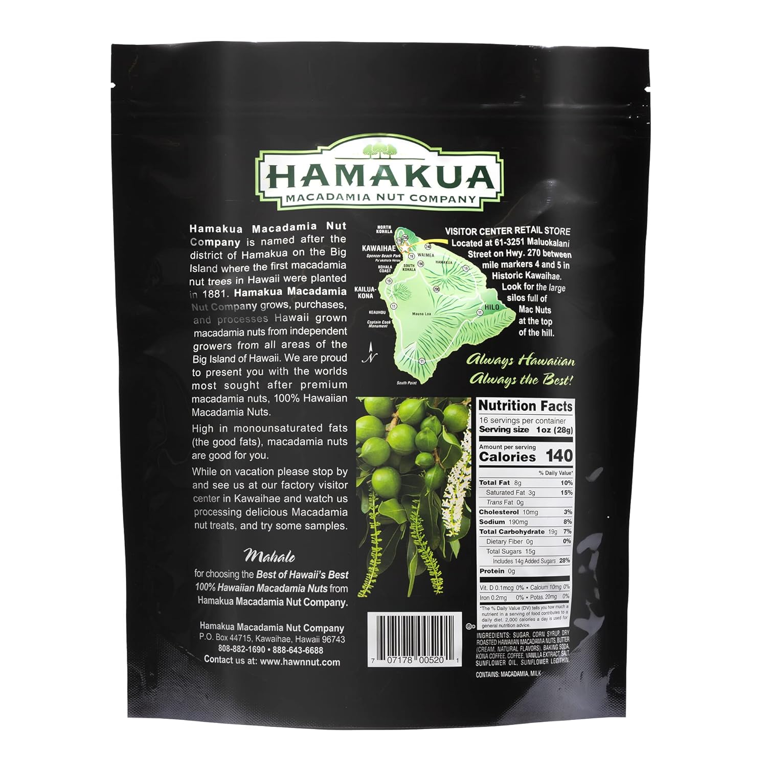 Hamakua Macadamia Nut Coffee Brittle - Hawaiian Grown Kona Coffee Candy H99510