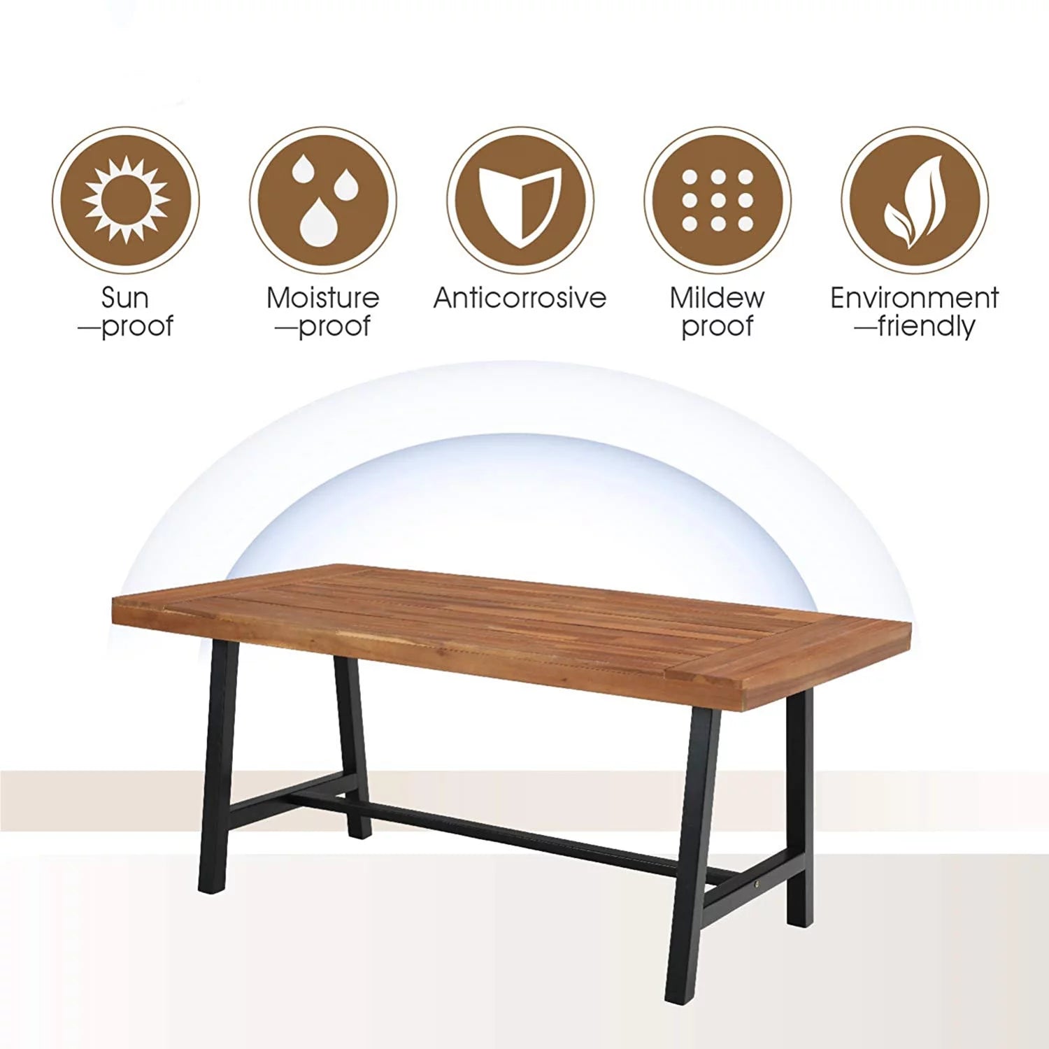 Sophia & William 68"L Acacia Wood Rectangular Dining Table S50267
