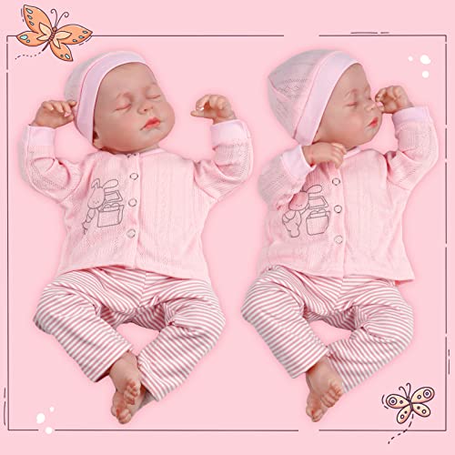 JIZHI Lifelike Reborn Baby Doll 18 Inch Soft Body Sleeping Girl with Clothes E5752