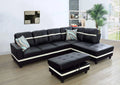 Ainehome 103.5" Leather Sectional Sofa Set, 3-Piece L-Shaped Living Room Couch Sets with Chaise Storage Ottoman and Pillows, Black