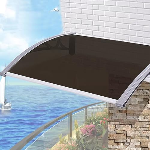 UV Rain Snow Protection Front Door Canopy Window Awning,Patio Porch Awning Shelter,Brown Polycarbonate Cover,Window Rain Shelter Cover,Garden Entry Awning,with White Bracket (47"x43")