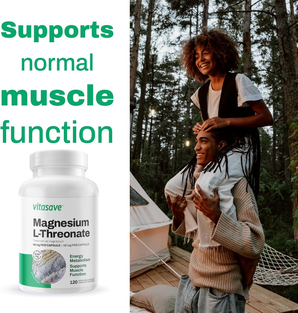 Magnesium L-Threonate 144mg, Vegan-Friendly, 120 Capsules D694883