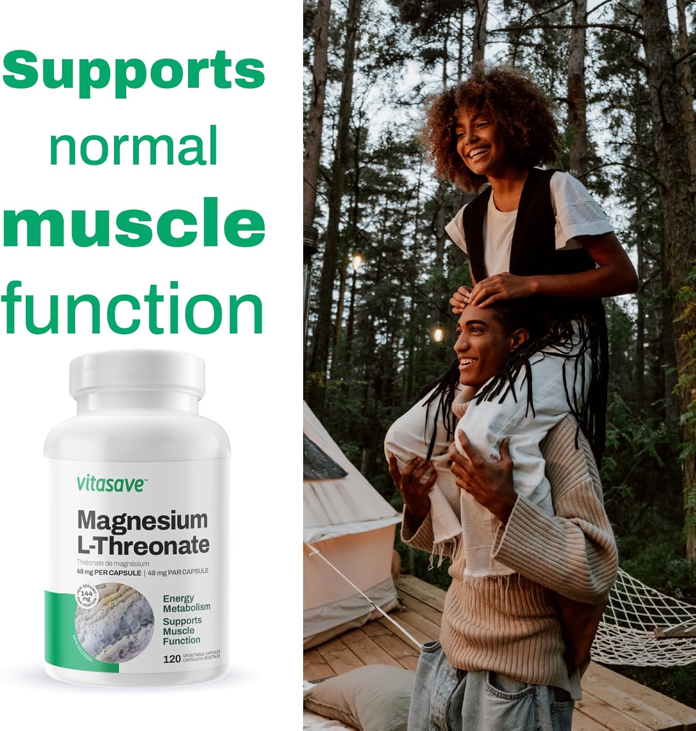 Magnesium L-Threonate 144mg, Vegan-Friendly, 120 Capsules D694883
