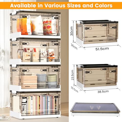50QT Foldable Stackable Storage Bins with Lids and Wheels E953