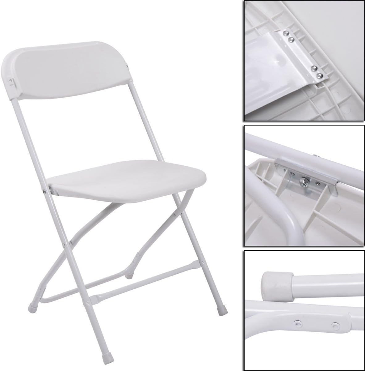 10-Pack Plastic Folding Chair Stackable White for Indoor & Outdoor X39648
