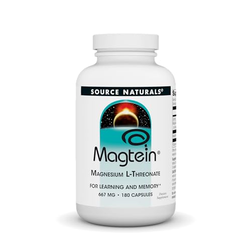 Source Naturals Magtein Magnesium L-Threonate 667mg Supports Focus, Mood, Healthy Memory, Cognitive Function, Sleep* - 90 Capsules