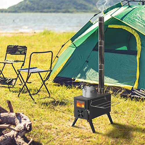 Vikiullf Camping Wood Stove Portable Tent Stove with Pipe Q48244