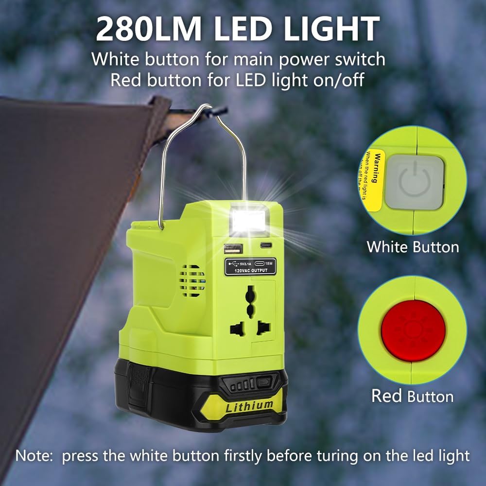 200W Inverter Generator for Ryobi 18V ONE+ Battery, Portable Power Source with USB and Type-C Ports M1577