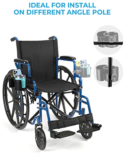 JOYTUTUS Wheelchair Cup Holder with Storage Box for Walker, Rollator, Stroller F57634