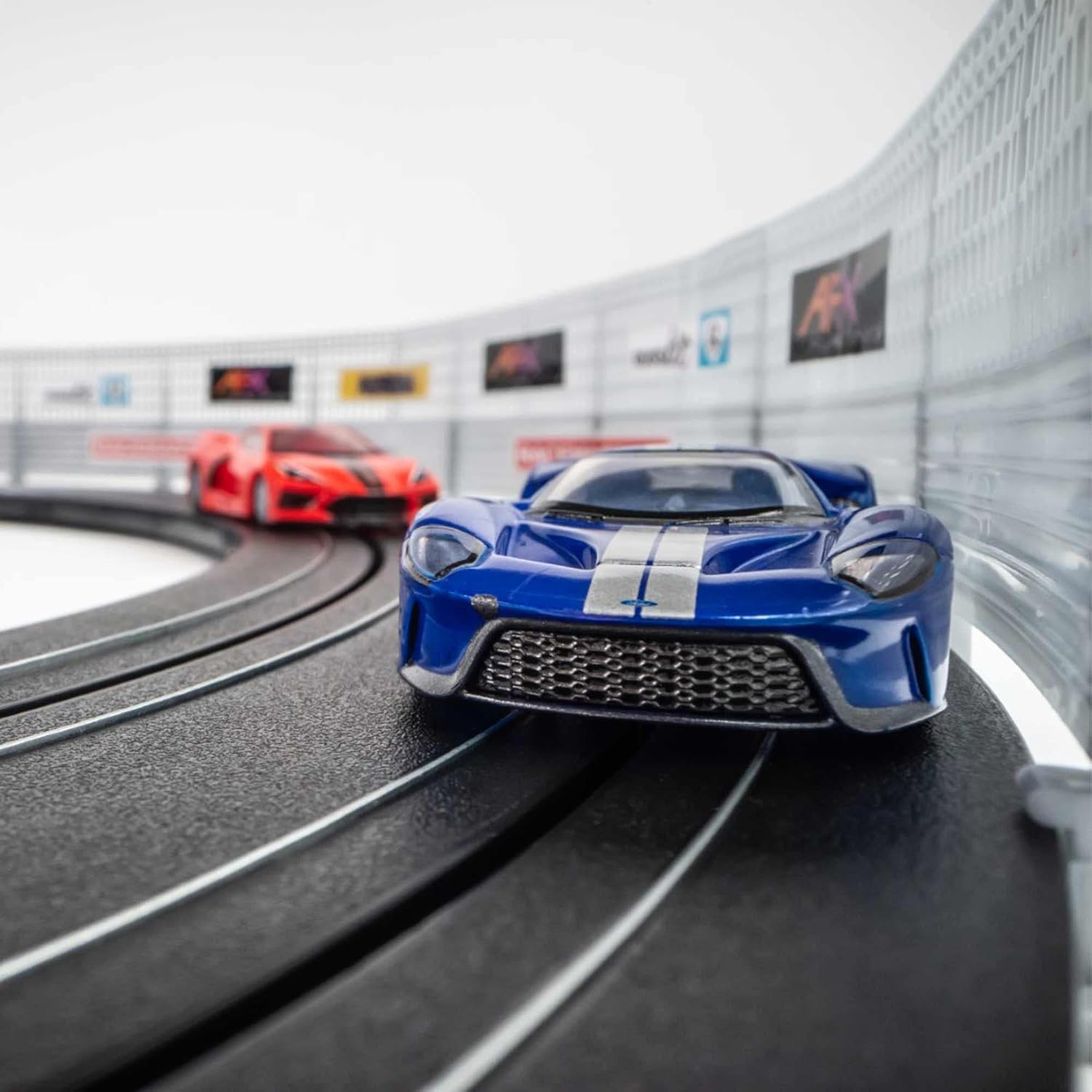 AFX/Racemasters Super Cars Set 15ft Track Mega G+ Chassis Tri-Pack HO Slot Racing J7090