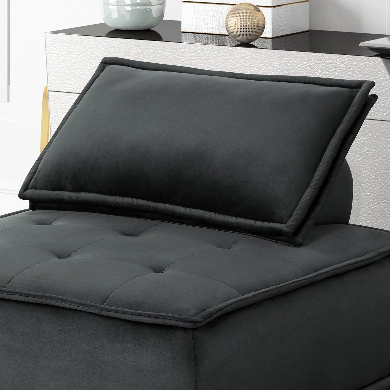 CoSoTower Armless Lounge Chair with Tufted Foam Seat and Pocket Coil Springs I7650