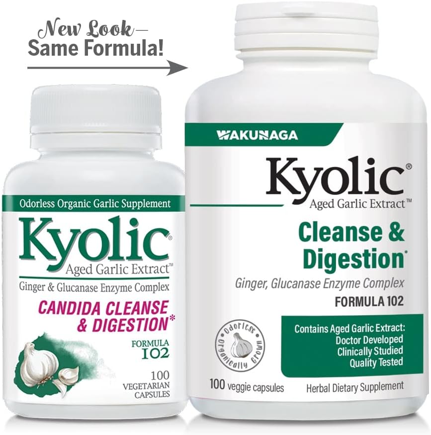 Kyolic Aged Garlic Extract Formula 102 with Ginger, 100 Vegetarian Capsules T654