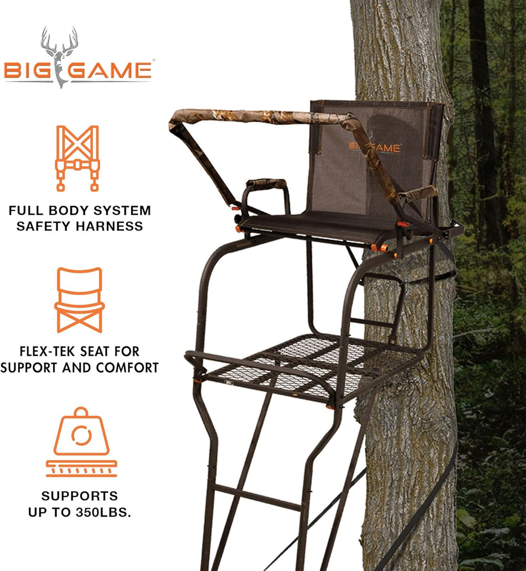 Big Game Hunter HD 18.5 ft 1-Person Deer Hunting Tree Stand with Fall Arrest System, Camouflage 2-Pack B76521