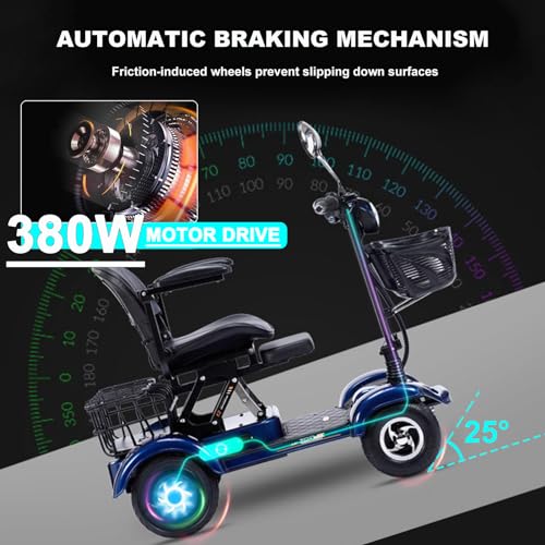 Folding 4-Wheel Mobility Scooter for Adults with Lights, Red U402