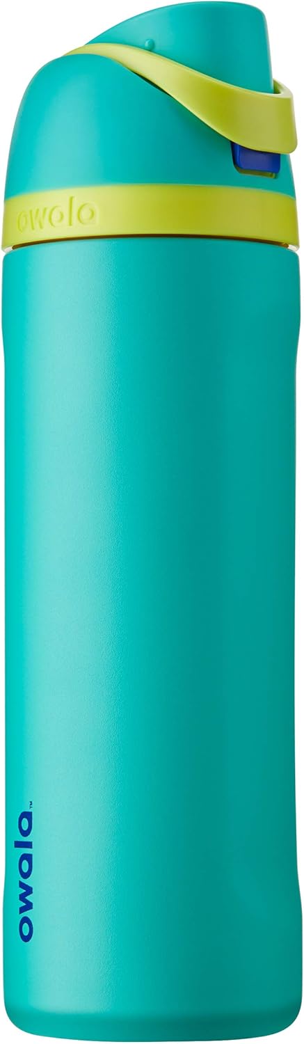 Owala FreeSip Insulated Stainless Steel Water Bottle with Straw for Sports and Travel, BPA-Free, 24-Ounce, Neon Basil
