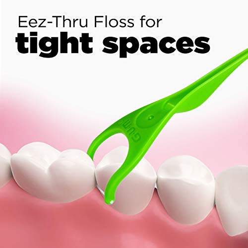 GUM Angled Floss Picks for Adults, Extra Strong Shred-Resistant, Fresh Mint, 75ct (4pk) J4399