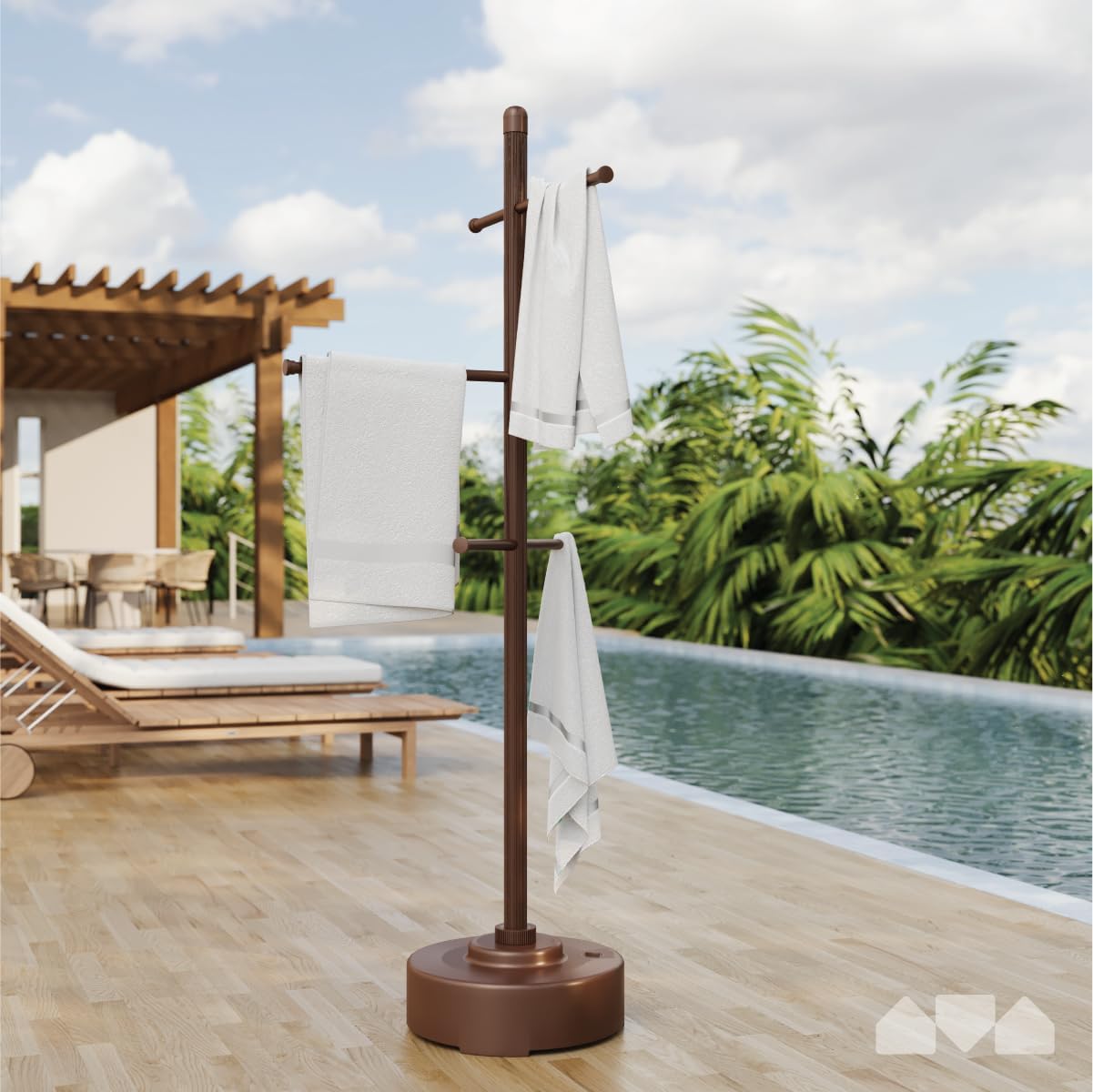 Milliard Pool Towel Rack Outdoor Freestanding Spa Towel Tree, Brown Y79354