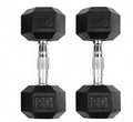 Gymenist Set of 2 Hex Rubber Dumbbell with Metal Handles, Pair of 2 Heavy Dumbbell Choose Weight