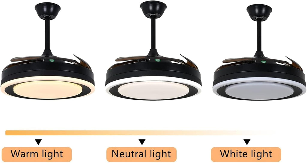 OUKANING 42 Inch Retractable Ceiling Fan with Lights and Remote Y518092