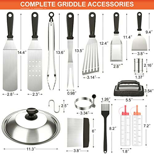 Blackstone Griddle Accessories Kit, 14pcs Flat Top Grill Set with Spatulas and Scraper H96689