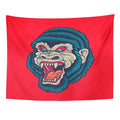 ZEALGNED Traditional Vintage Gorilla King Kong Head Old School Tattoo Face Gothic Wall Art Hanging Tapestry Home Decor for Living Room Bedroom Dorm 51x60 inch