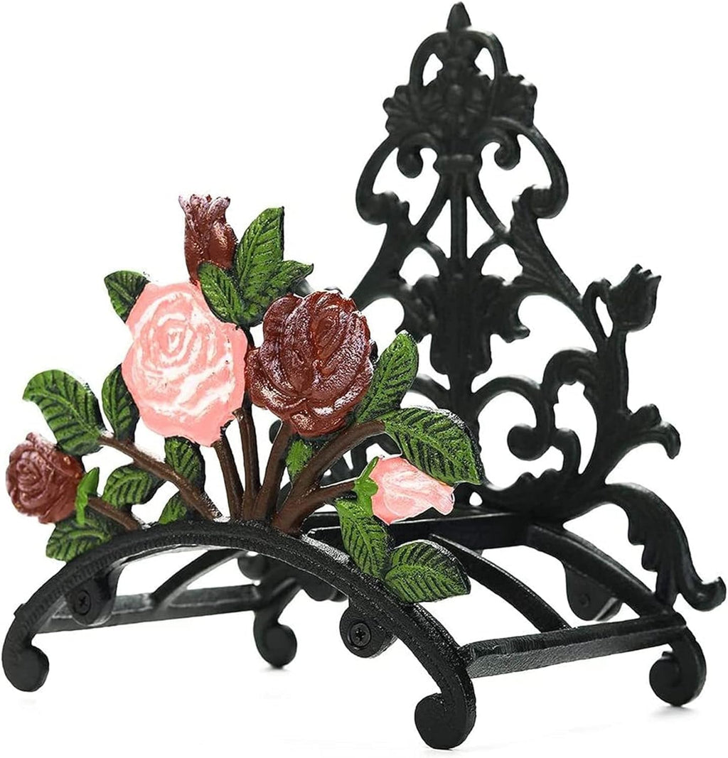 Heavy Duty Cast Iron Garden Hose Holder - Wall Mounted Water Hose Hanger - Antique Emblem Decorative Hose Reel - Water Hose Rack Butler Storage Methods Wall Decor Holder Garden Hose