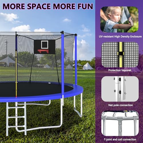 12FT-16FT Trampoline with Basketball Hoop and Safety Enclosure Net Y95639
