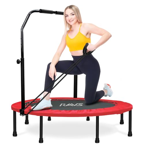 Mini Trampoline for Adults Fitness, Indoor Exercise Trampoline for Kids, Adults Indoor/Garden Workout, Fitness Rebounder with Stretch Bands