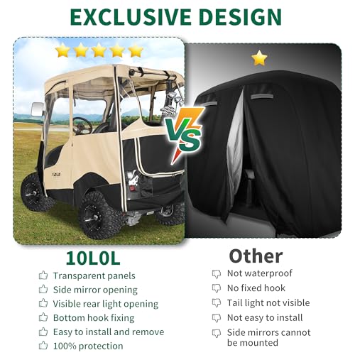 10L0L Golf Cart Enclosure for 2 Passenger Club Car Precedent Waterproof Transparent Q9761