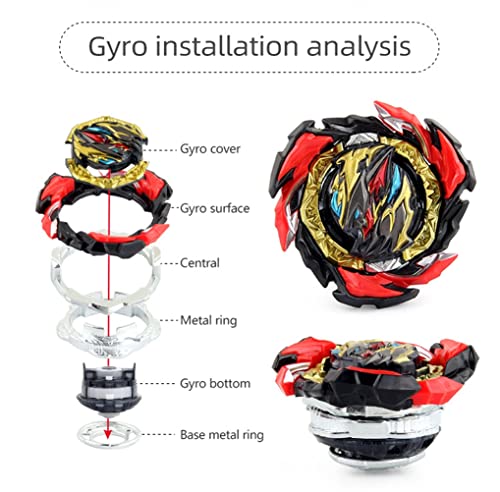 Lr Launcher Grip Bay Blades Toy Bey Battling Tops Burst Game B-184 Left Right String Launcher Booster DB B-191 Dangerous Belial All Might-2 Dynamite Battle Starter Set Gift for Boys (Black) X394413