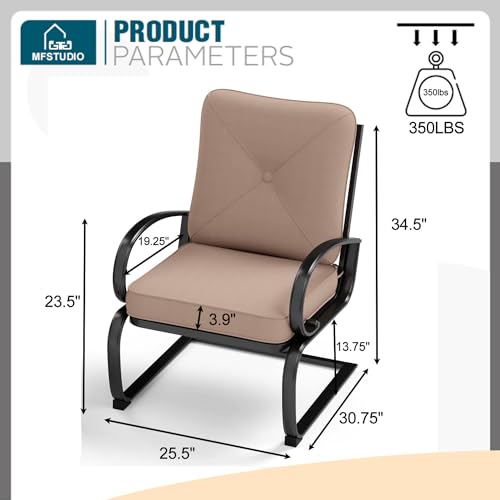 MFSTUDIO 2PCS Patio Bistro Dining Chairs with Removable Cushion, Red F546