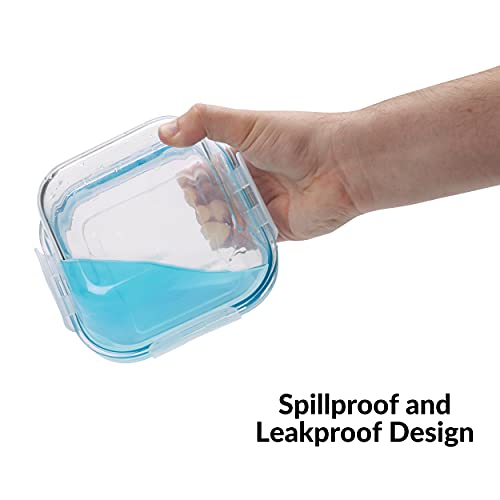 1790 Glass Food Storage Containers with Lids - 9 Pack, Airtight & Leak Proof, Heat Resistant to 550℉ Y64044