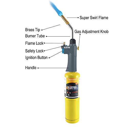 BLUEFIRE BTS-8090 Auto ON/OFF Gas Welding Torch Head for MAPP/Propane 1lb Bottle C964