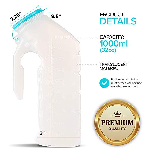 Portable Urinal Bottle 32 Oz with Lid for Travel and Camping I4097