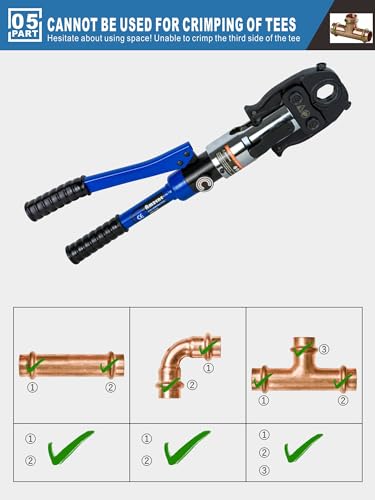 AMZCNC Copper Tube Crimping Tool with 1/2, 3/4, 1 inch Jaw G665534
