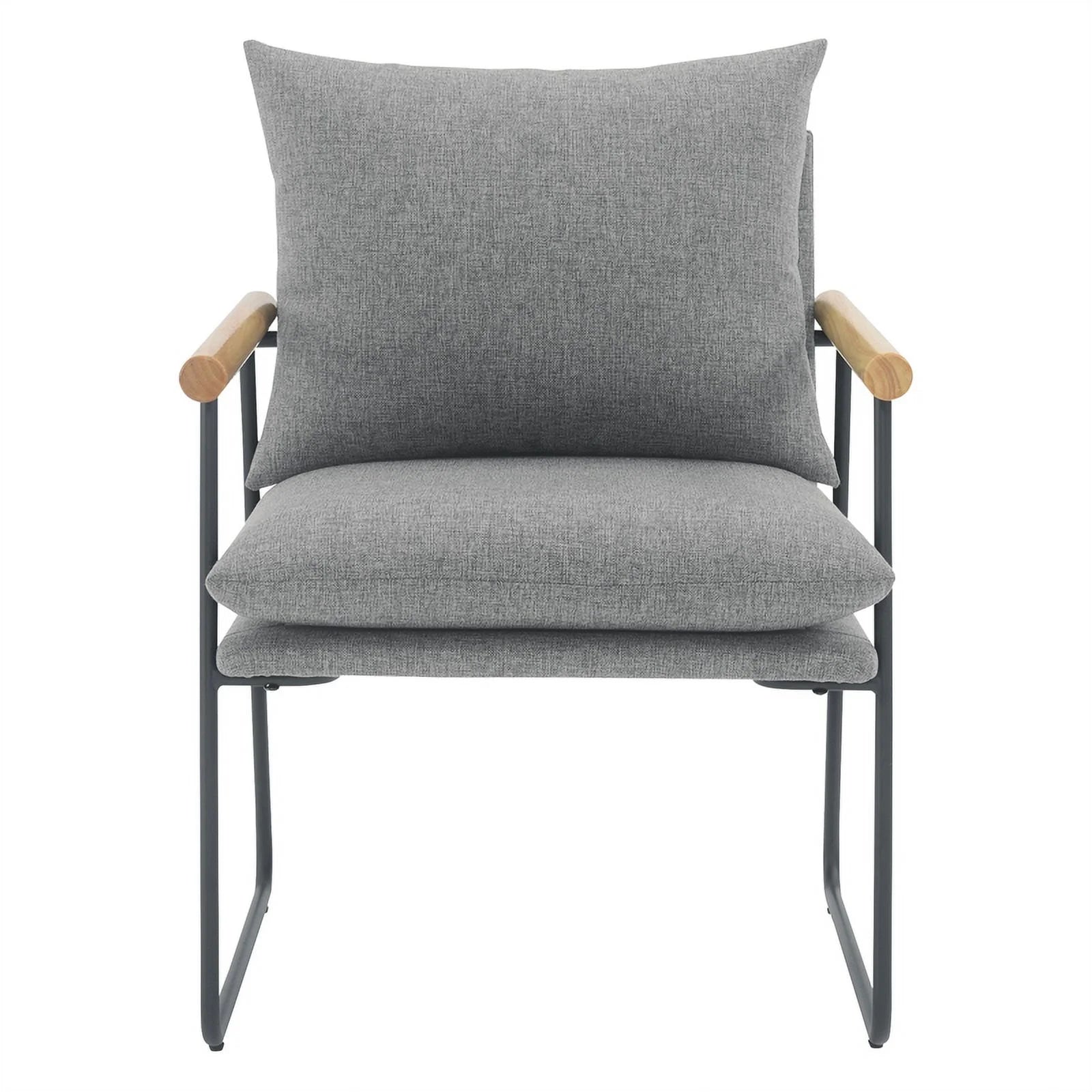 Dutton Armchair Charcoal Fabric Natural Arms Black Sled Base L638