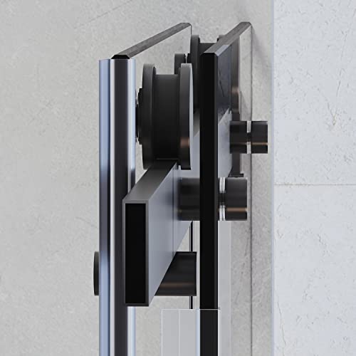 SUNNY SHOWER Frameless Sliding Tub Door 58.5-60" W x 62" H Matte Black V628174