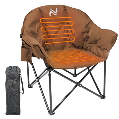 Slsy Heated Camping Chair Oversized, Outdoor Portable Heated Folding Chairs, Heated Foldable Chair Seat Supports 500 lbs, Heating Chair for Outdoor Sports, Camping, Patio, and Picnics