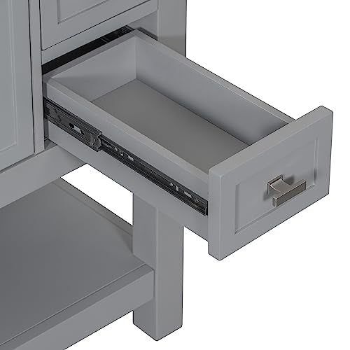 22" Small Bathroom Vanity with White Cabinet, Ceramic Vessel Sink & Left Side Storage R845232