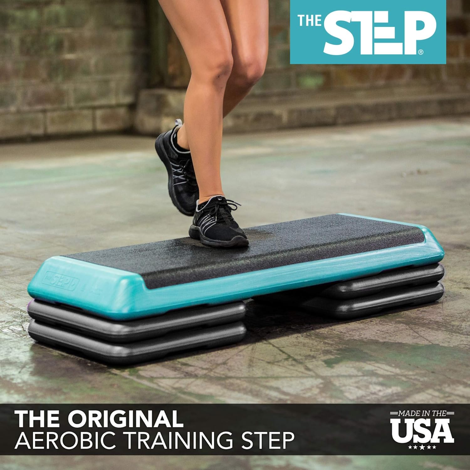 The Step Original Aerobic Platform with 4 Risers, Teal/Black C94995