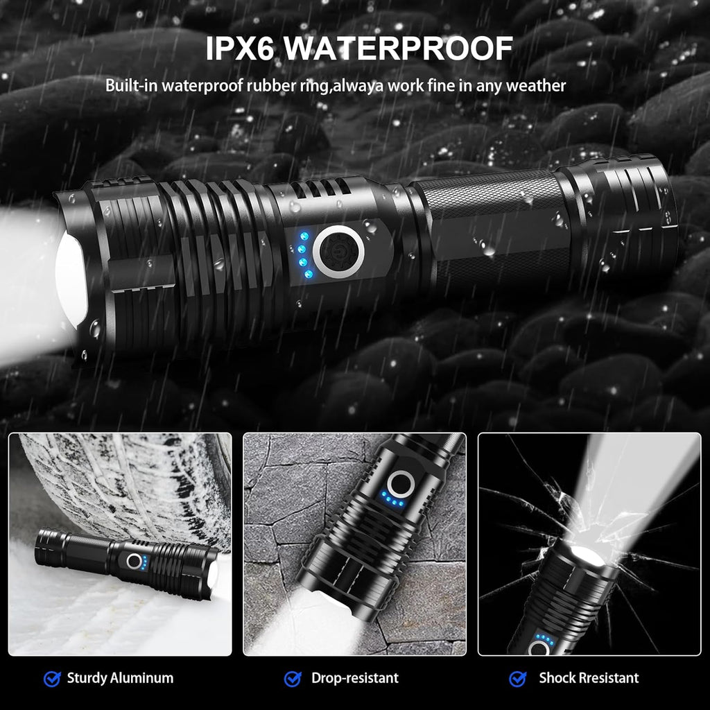 Rechargeable Flashlight High Lumens, 5 Modes, Waterproof, 2 Pack H2399