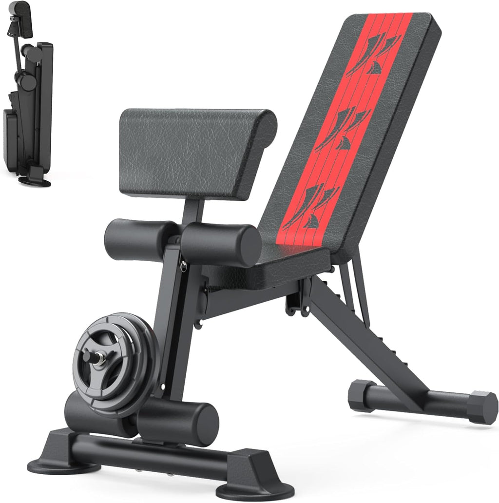 K KINGKANG Adjustable Weight Bench, Workout Bench Press for Home Gym, Exercise Sit Up Bench for Full Body Workout, Quick Foldable Strength Training Bench for Home Gym Weight 660 Lbs Incline Decline Flat 2024-New Version