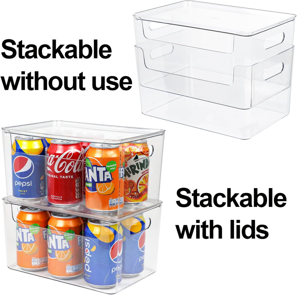 Set of 4 Clear Plastic Storage Bins with Lids, Stackable R7404